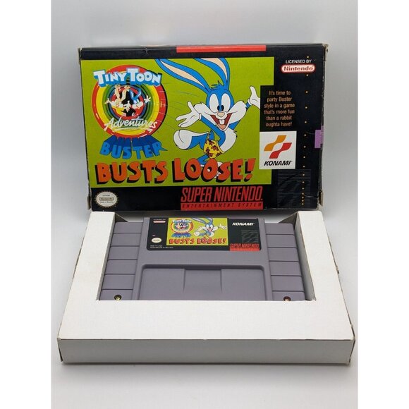 Tiny Toons Buster Busts Loose (SNES Super Nintendo 1993) Game & Box Tested Works - Picture 8 of 12